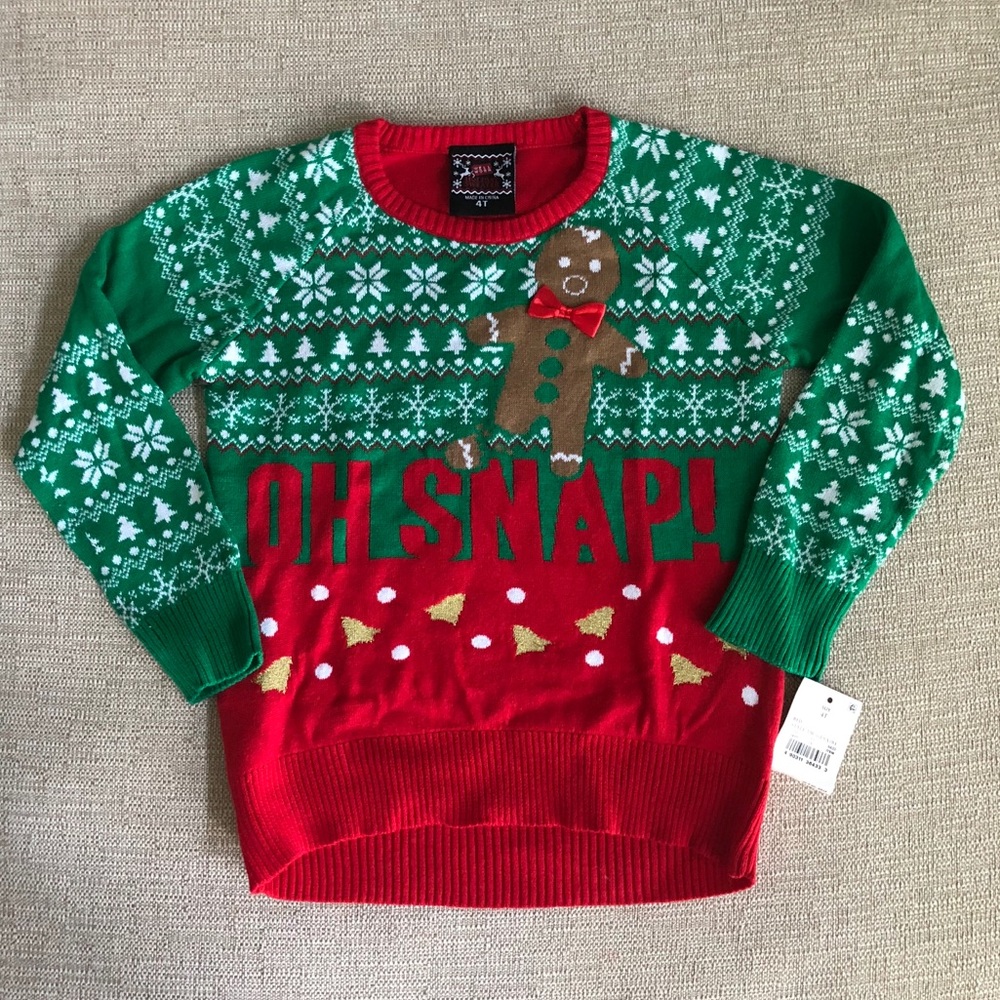 Toddler Girls Oh Snap! Holiday Christmas Sweater